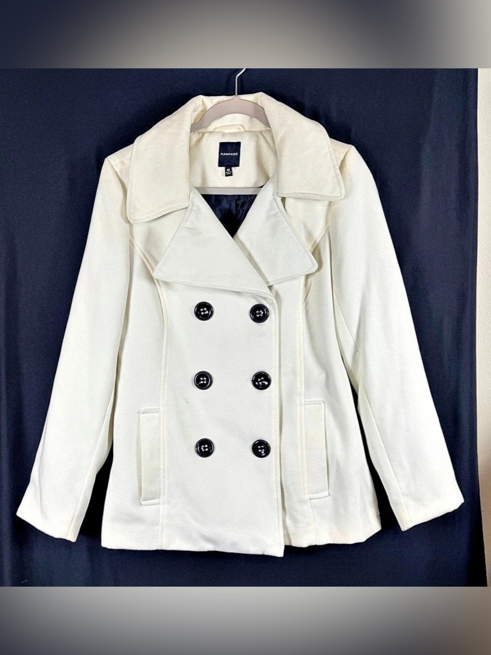 Rampage Double Breasted Pea Coat off-white Medium Y2K 90’s preppy Academic Warm